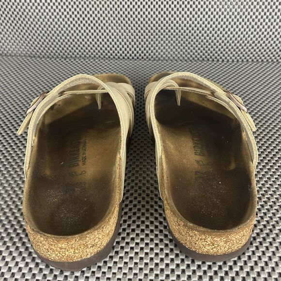 Birkenstock Mayari Adult Sandals 37 L6 M4 Cream Leather Buckle Made In Germany - Picture 10 of 13